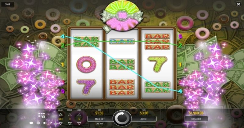 Play in Dollars to Donuts Slot Online from Rival Gaming for free now | www.goldenageusa.com